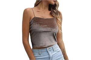 slqdgmryz Camisole Tops for Women Cropped Velvet Spaghetti Strap Tank Top Basic Slim Fit Sleeveless Y2k Going Out Shirts