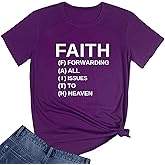 BLACKOO Women Faith Round Neck Graphic T Shirts Cute Funny Tops