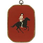 GUULIJEEMIY Funny Western Cowboy Skeleton Canvas Wall Art Decor, Gothic Western Octagon Framed Wall Art Prints, Southwestern Country Horse Rodeo Hanging Decor for Home Bedroom Living Room, 10.2x7 Inch