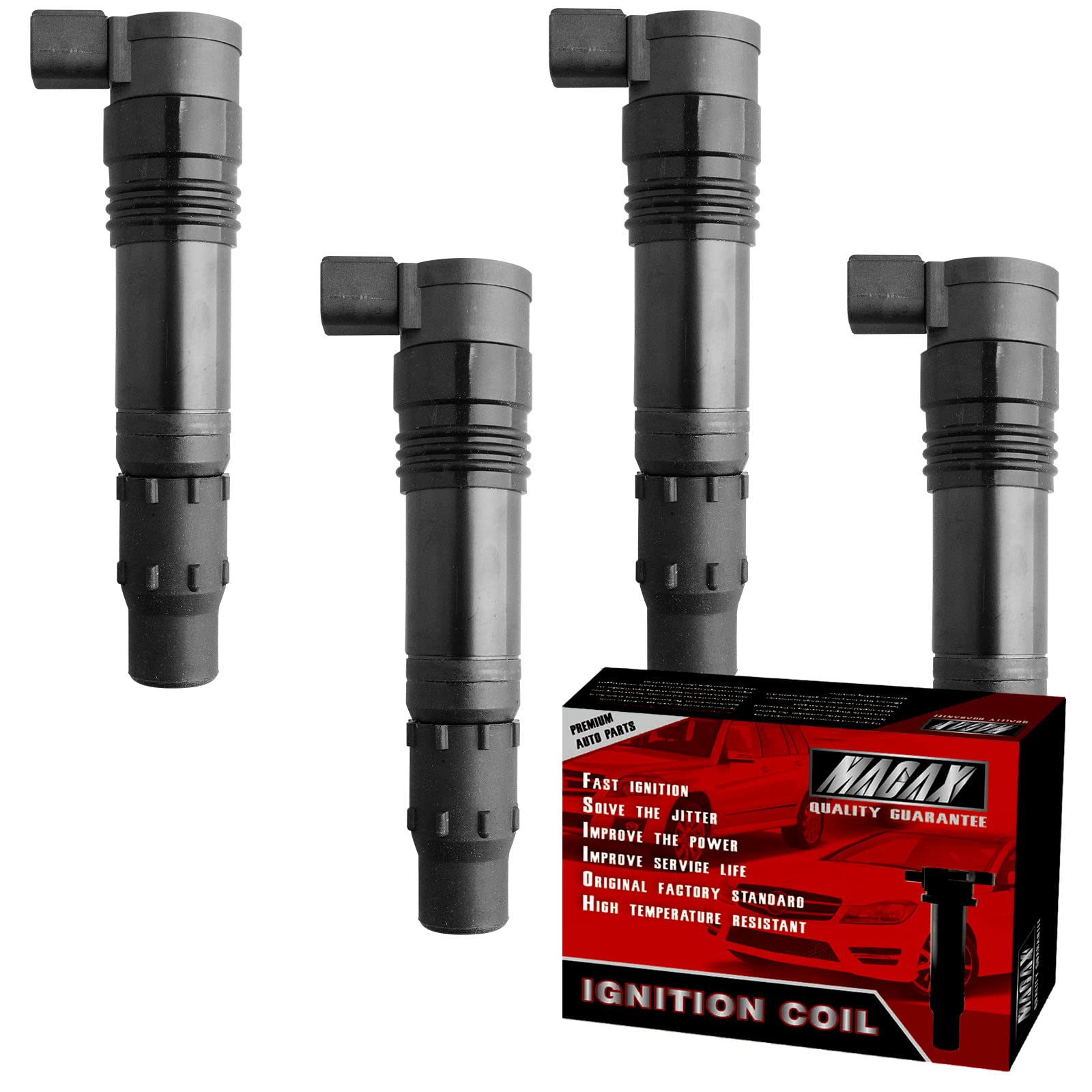Photo 1 of MACAX Set of 4 Ignition Coils F6T547 Compatible with Suzuki Hayabusa GSX1300R 99-09 11-12 - Replaces 129700-4400 3341035F10