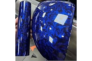 ASENDIWAY Blue Forged Carbon Fiber Vinyl Wrap, High Gloss Car Wrap Vinyl Roll Auto DIY Decal Sticker Film Sheet Air Release Self-Adhesive Decor Vinyl