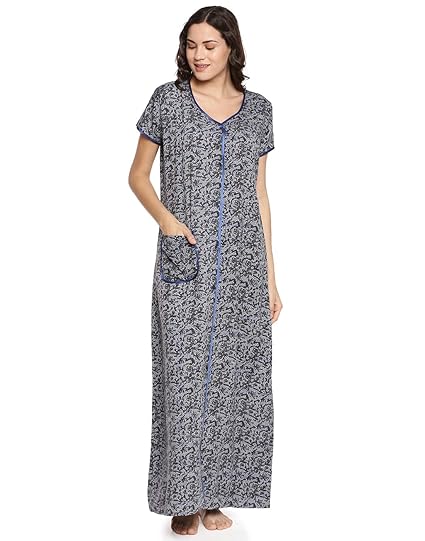 Womens Black Printed Maternity Nightdress