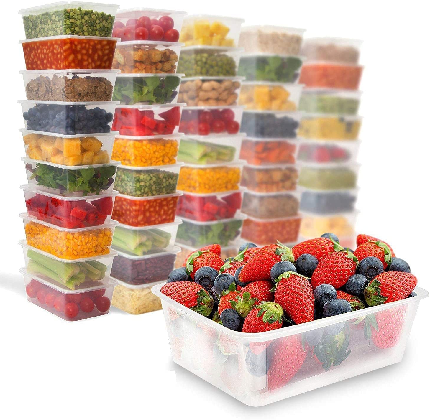 Z-Enterprise: 50 X 650ml Plastic Containers with Lids, 50 Pack Food Storage Containers with Lids, Microwave, Freezer & Dishwasher Safe - Ideal for Meal prep & Takeaway Clear Food Container