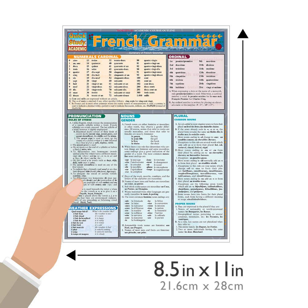 Mua French Grammar: a QuickStudy Laminated Reference Guide French ...