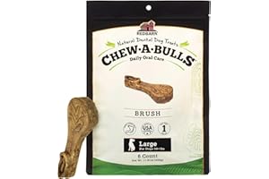REDBARN PET PRODUCTS Redbarn Chew-A-Bulls, 6 Pack – Large Brush Shape Dog Dental Treats – Daily Oral Care with Fun Ridges & Grooves, All Natural Ingredients, Highly Digestible Chews & Low in Fat