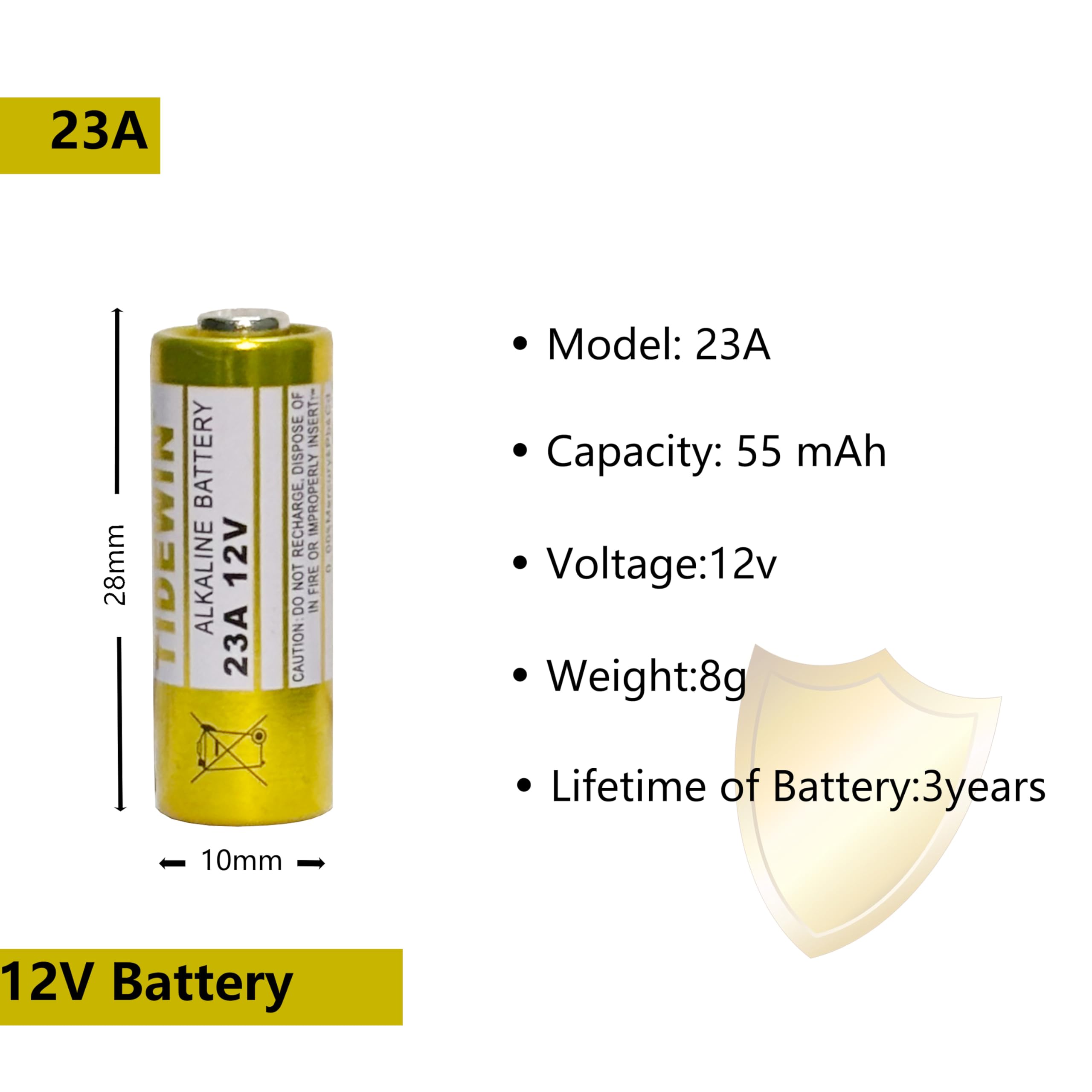 Generic 23A 12 Volt Battery 12V Alkaline Battery 5 Count,23A 12v Battery for Remote