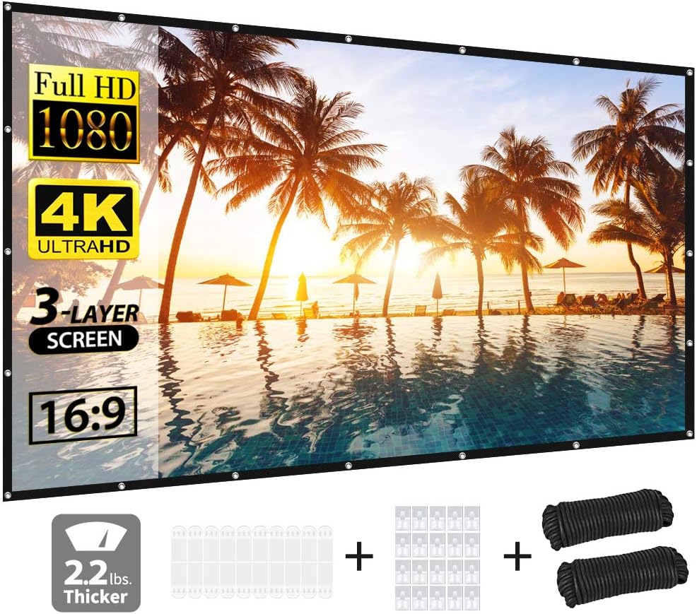 Projector Screen, Vamvo Projector Screen 120 Inch Amazon.co.uk