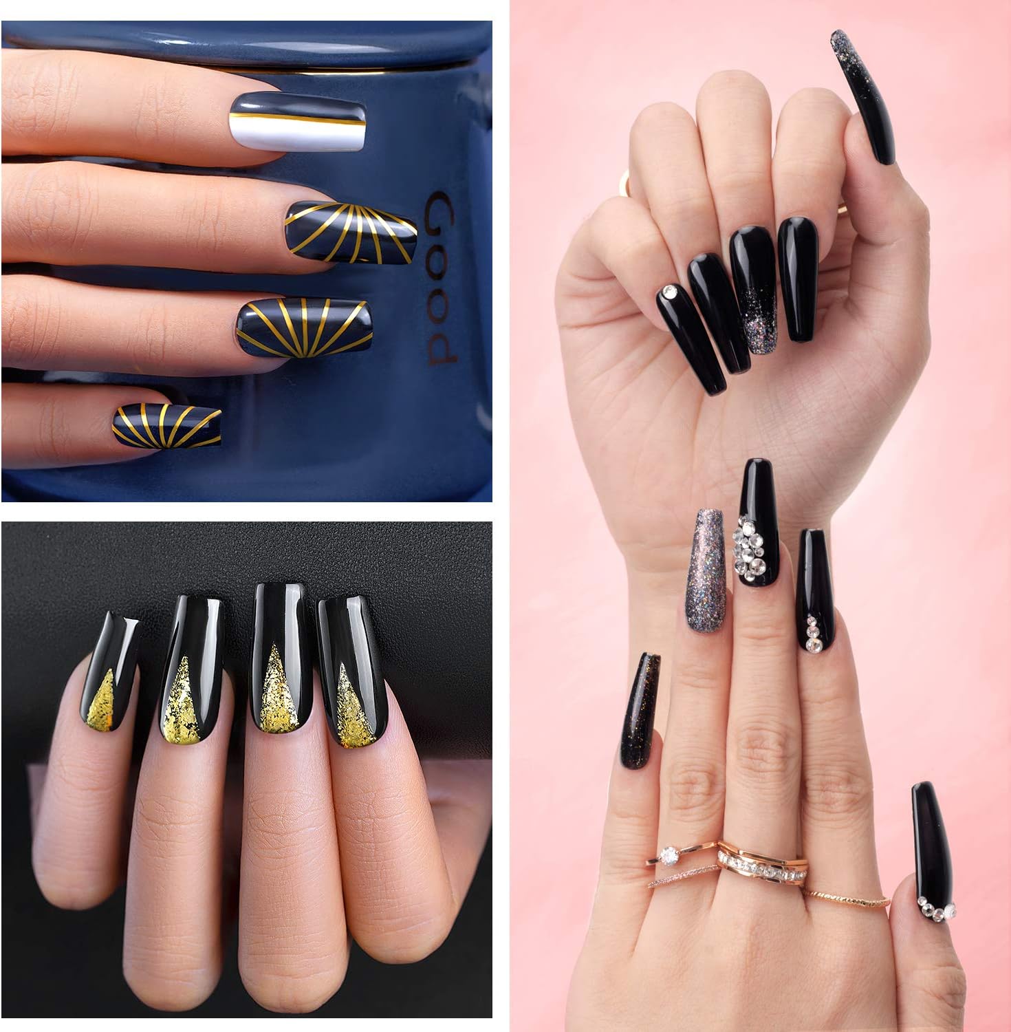 Beetles Gel Nail Polish Kit- 2 Pcs 15ml Black White Colors Gel Polish Set Soak Off UV LED Nail Gel Polish Nail Art Manicure Salon DIY at Home : Beauty