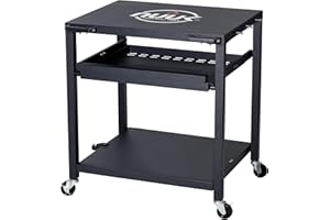 NUUK Three-Shelf Heavy Duty Rolling Outdoor Pizza Oven Table, 24" x 30" Steel Commercial Multifunctional Food Prep Cart with Drawer on Wheels for Grill Camping Patio BBQ Picnic