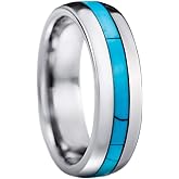 Aloha Jewelry Co. Tungsten Carbide Turquoise Inlay 6mm Comfort Fit Ring/Wedding Band
