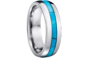 Aloha Jewelry Company Tungsten Carbide Turquoise Inlay 6mm Comfort Fit Ring/Wedding Band