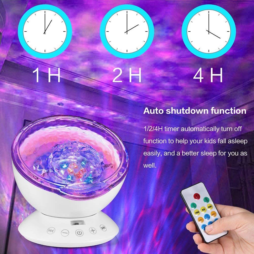 Remote Control Ocean Wave Projector 12 LED &7 Colors Night Light with