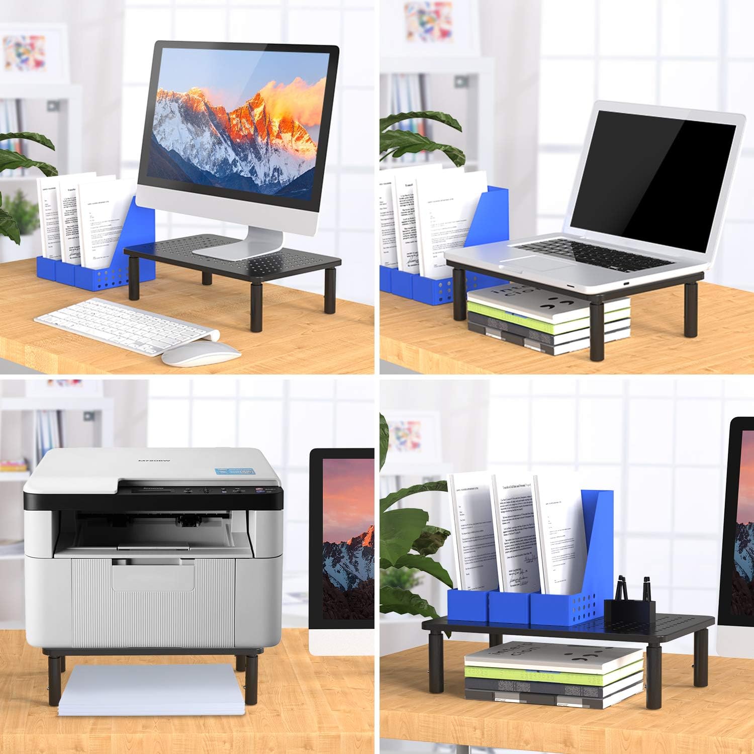 Monitor Stand Riser - 3 Height Adjustable Monitor Stand for Laptop, Computer, iMac, Pc, Printer, Desktop Ergonomic Metal Monitor Riser Stand with Mesh Platform for Airflow by HUANUO (HNLL3-0) : Office Products