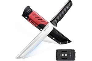 Dragon Creek Fixed Blade Knife - Outdoor Tactical Survival Knife with Sheath D2 Steel Blade G10 Full Tang Handle for Camping Hiking Gift Men Red