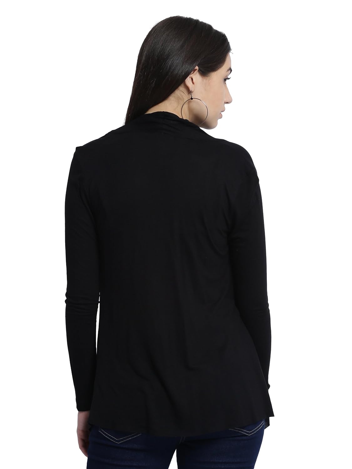 miss chase women's black open front waterfall shrug