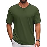 Cotrasen Mens T-Shirts Cotton UPF 50+ Drop Shoulder Short Sleeve Tshirts Summer Casual Crew Neck Soft Loose Fit Tee Shirts