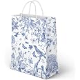 Whaline 16-Pack Party Favor Bags – Blue & Orange Paper Gift Bags With Handles