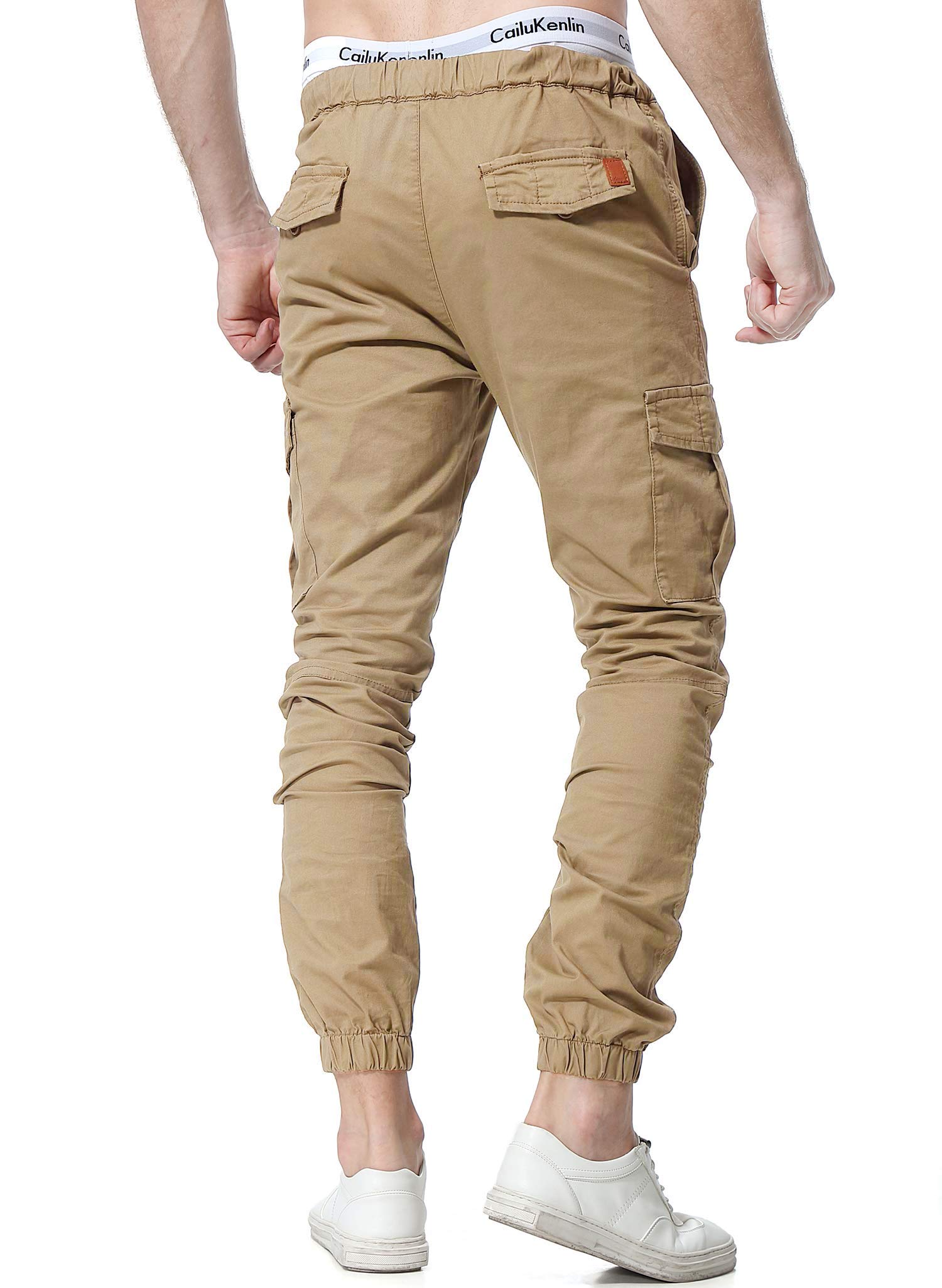 ZOEREA Herren Hose Chino Cargo Hose Jogginghose Herren Baumwolle Braun Casual Sweatpants Herren Freizeithose Elastische Pants L 5