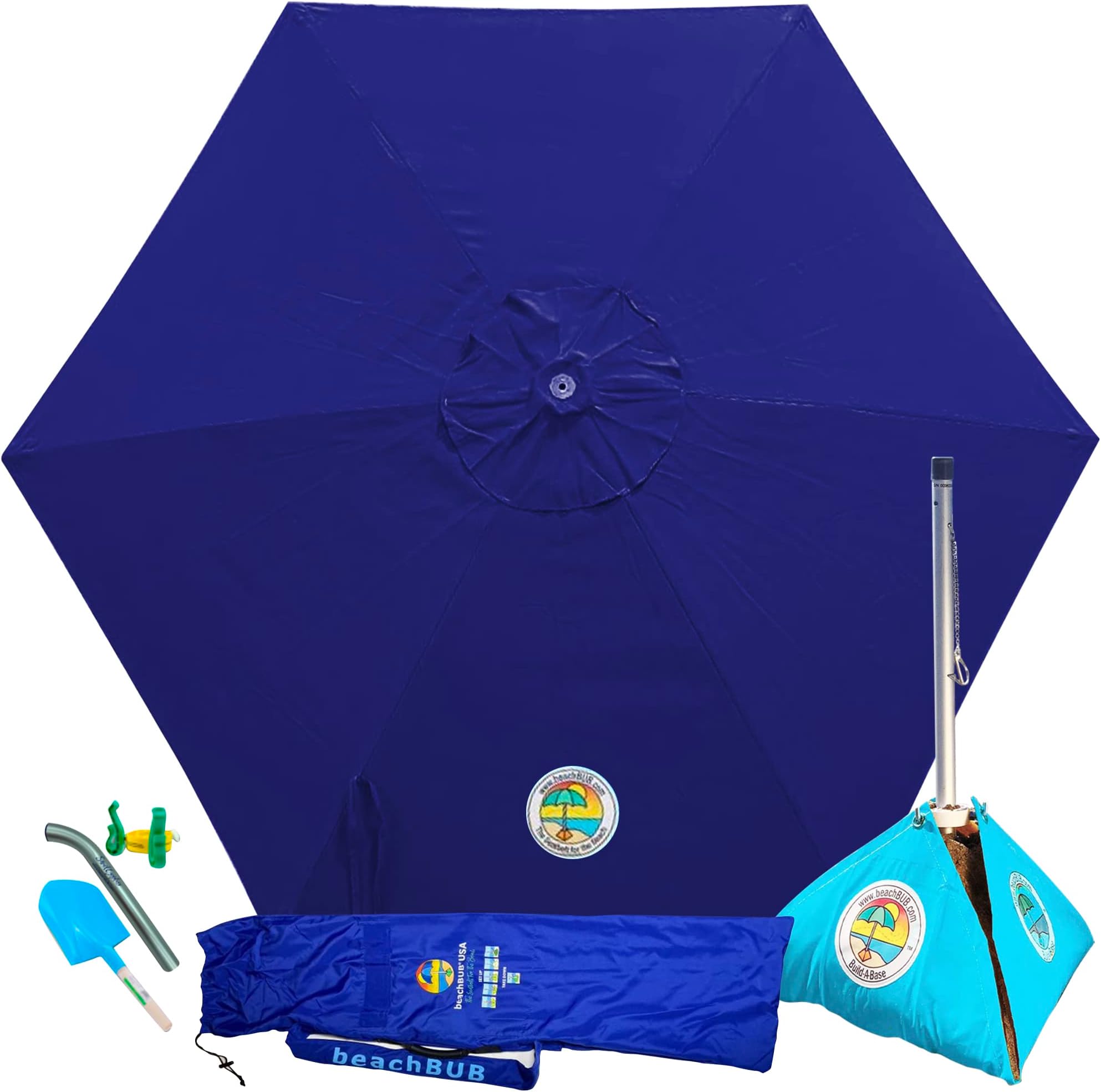 BEACHBUB AllInOne Beach Umbrella System. Includes 7.5 foot (50+ UPF