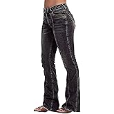 Flamingals Boot Cut Jeans for Women Mid Rise Butt Lifting Stretchy Trendy Bell Bottom Flare Denim Jeans