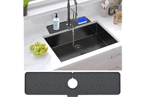 FLOWLAMP Kitchen Sink Splash Guard,18 Inch Silicone Sink Faucet Drip Tray, Faucet Splash Guard, Splash Guard Behind Faucet for for Bar Prep Sink, Kitchen, Bathroom, Laundry Room, Farmhouse(Black)