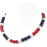 Krfy Baseball Necklaces for Boys, Bling Rhinestone Beaded Necklaces for Women Men, Diamond Baseball Drip Necklace Ice Bead Necklaces Inspired Sports Jewelry, 17.7 Inches, Age:Over 8 Years Old