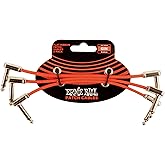 Ernie Ball 6 inch Flat Ribbon Patch Cable 3-Pack - Red