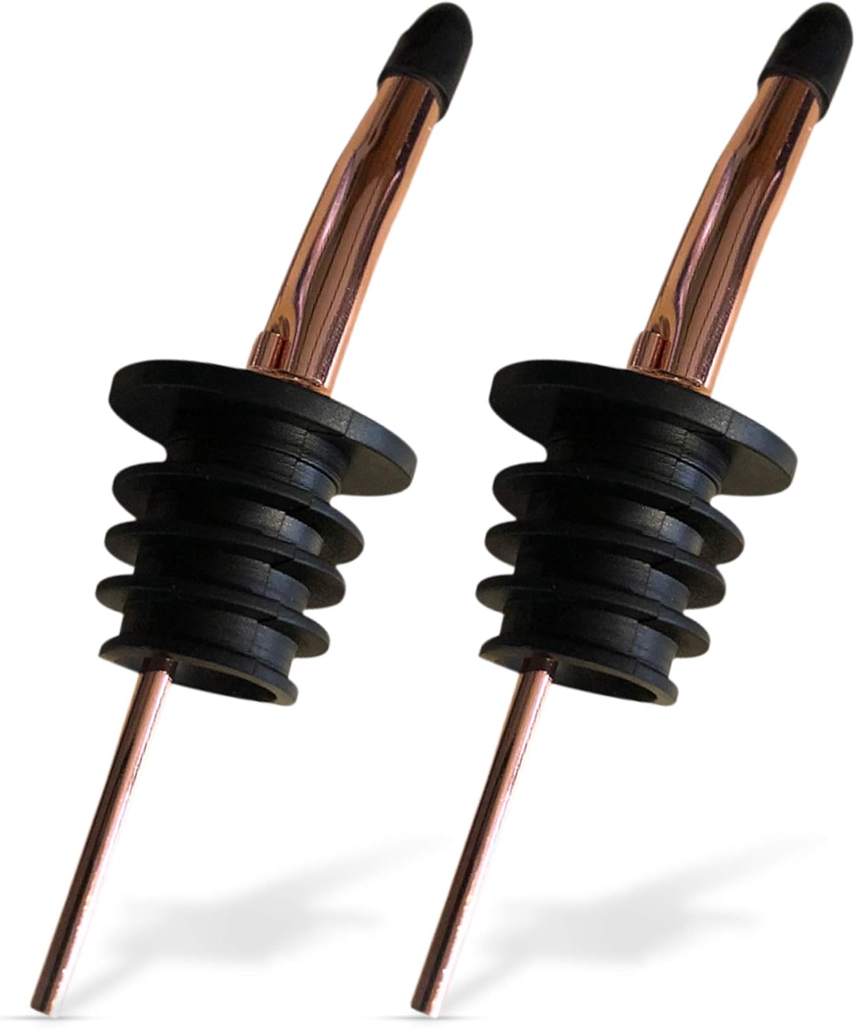 Trovety Rose Gold Liquor Bottle Dispenser Spouts – Classic Speed Pours for Alcohol, Olive Oil and Shave Ice Syrup – Rustproof Stainless Steel with Tapered Pouring Funnels and Dust Caps (2 Pack)