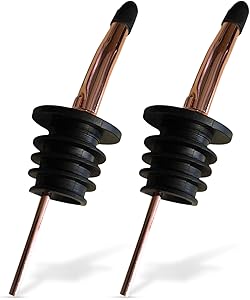 Trovety Rose Gold Liquor Bottle Dispenser Spouts – Classic Speed Pours for Alcohol, Olive Oil and Shave Ice Syrup – Rustproof Stainless Steel with Tapered Pouring Funnels and Dust Caps (2 Pack)