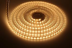 LEDMY UL Listed DC24V IP68 Waterproof Flexible LED Strip Light SMD5050,String Light, 300LEDs Warm white 3000K, Adhesive Led Tape Light for Fountain, Outdoor, Aquarium, Swimming Pool Using 5M/16.4F