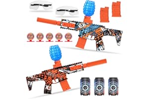 IDRONE 2 Pack Gel Ball Blasters, Full Auto Electric Splatter Ball Toy, 12 Rounds Per Seconds Gel Splatter Blasters, 4 Rechargeable Batteries, Outdoor Activities Team Game for Age 14+ Year Up