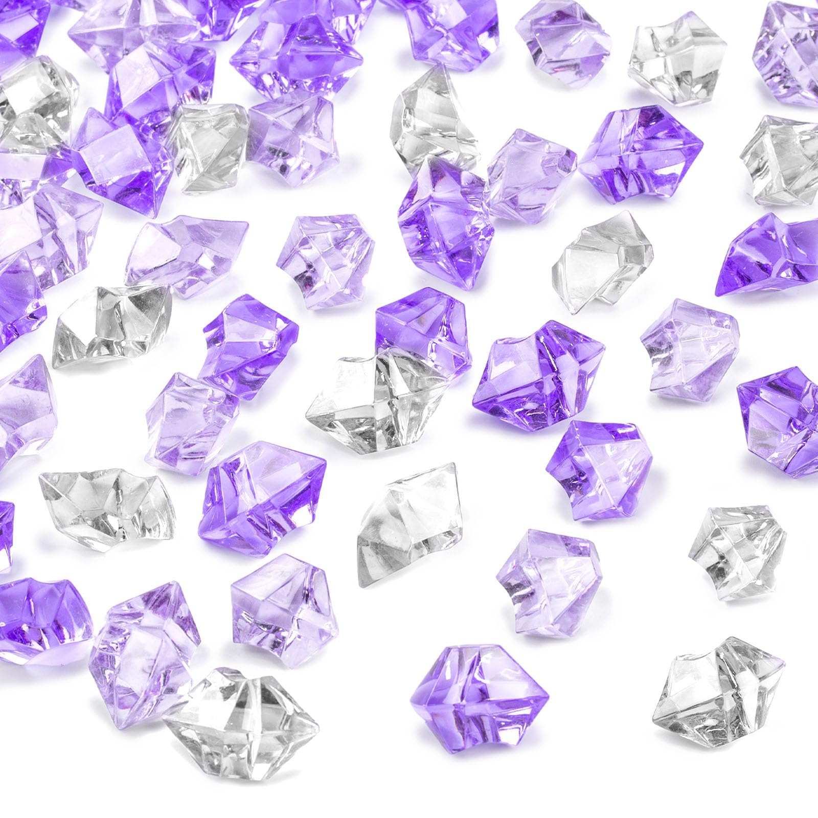Photo 1 of DomeStar 150PCS Fake Ice, Vase Filler Purple Fake Diamonds Plastic Clear Gems Crystals for Table Scatter Decoration
