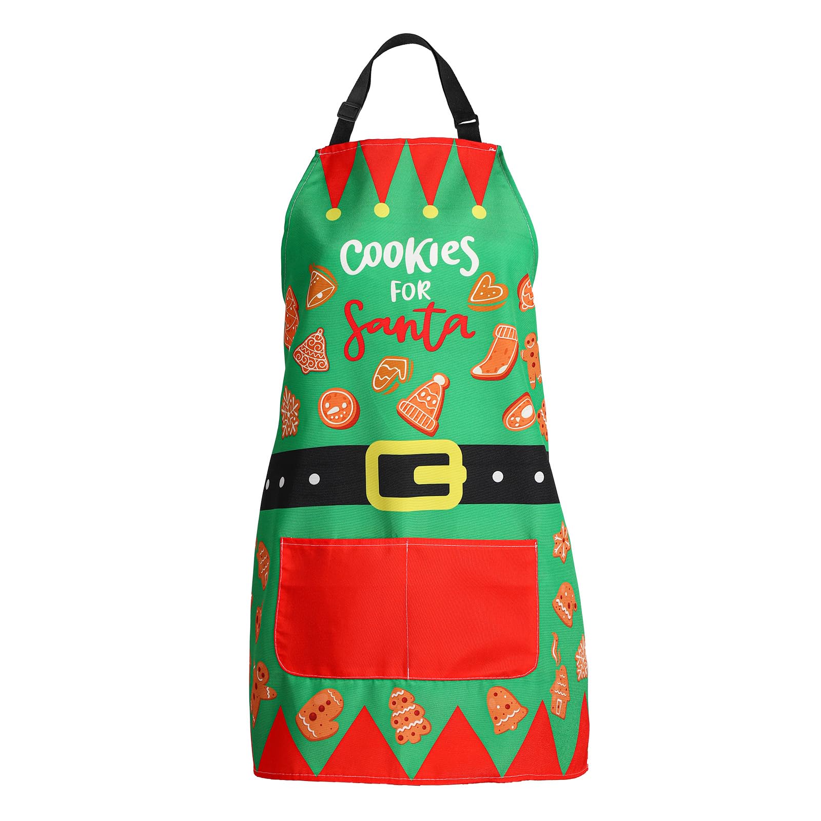 Gosknor Christmas Aprons, 27.6x23.6in Funny Baking Aprons with Pockets Merry Christmas Design Xmas Waterproof Kitchen Accessories Holiday Cooking Aprons for Adults Women Men Bakers Chef Gift (Green)