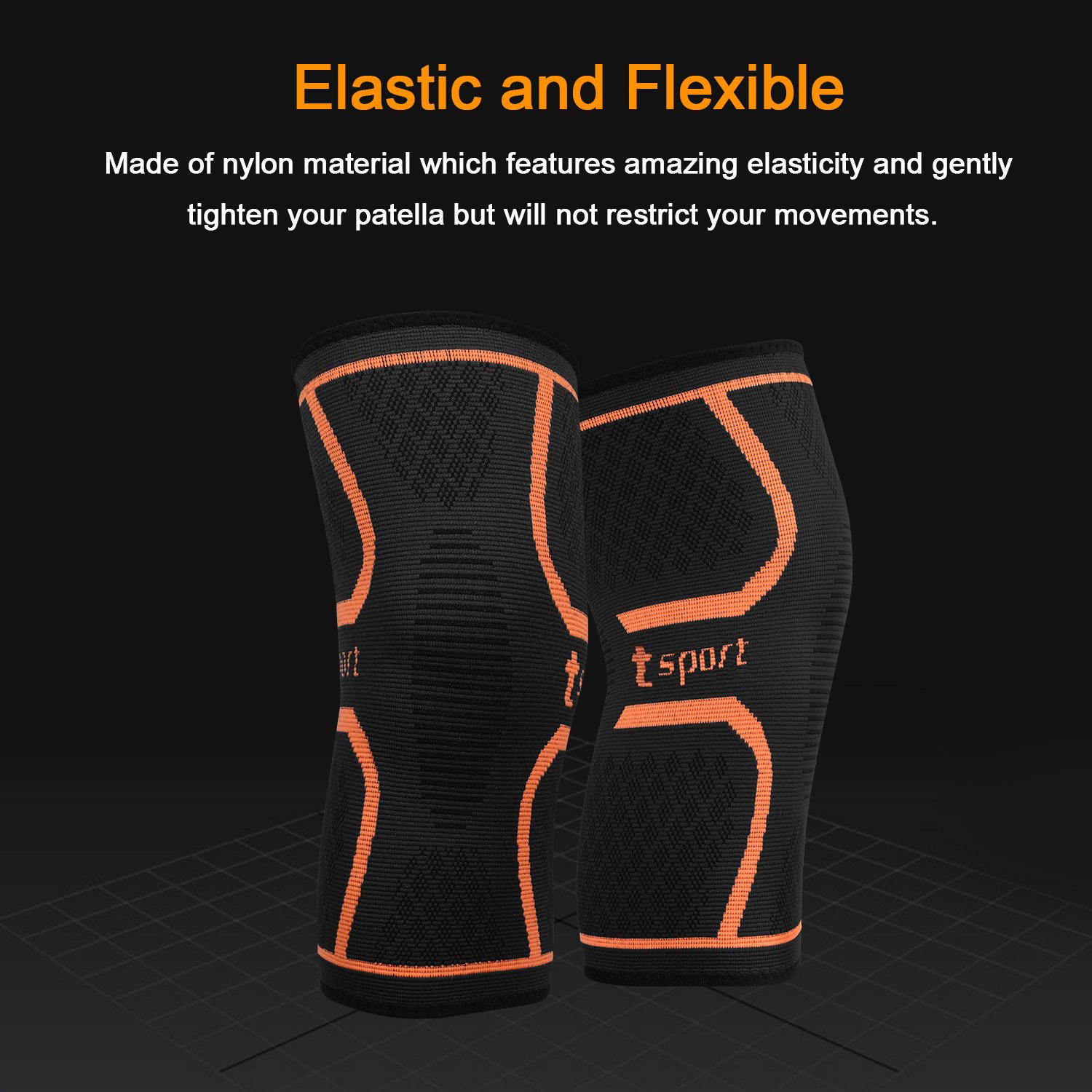 Toplus Knee Brace, Knee Support, Breathable, Anti-slip, Injury Recovery Compression Knee Sleeve for Sports, Running, Jogging, Arthritis, 1 Pair