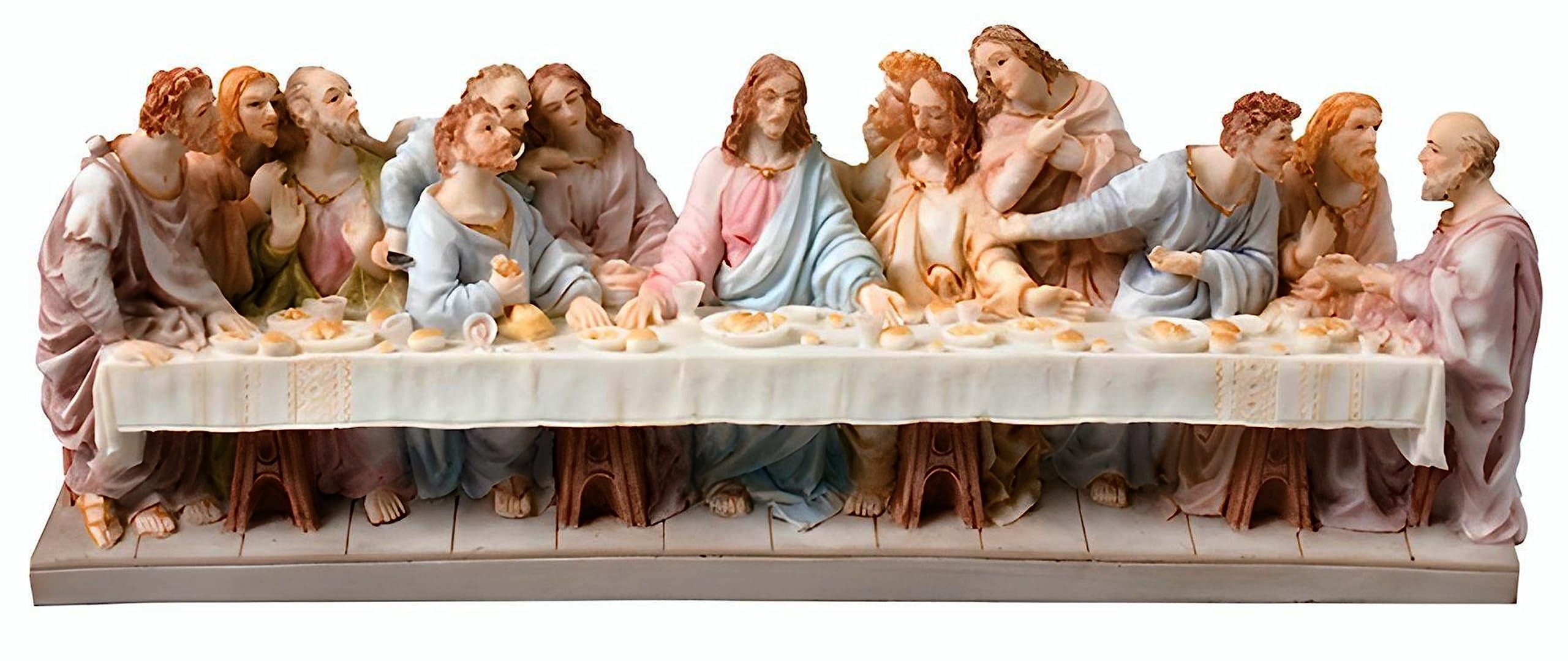 Jesus Last Supper 9 Inch (23 cm) Wide Veronese Statue Hand Painted Resin Boxed Christ with Disciples Communion Worship