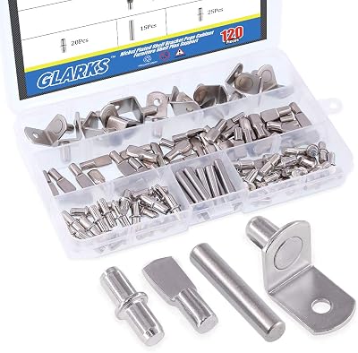 Glarks 120-Pcs Shelf Pins 4 Styles 5mm 6mm Nickel Plated Silver