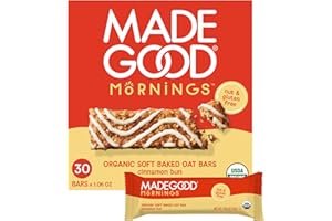 MADE GOOD MadeGood Mornings Soft Baked Breakfast Bars, Cinnamon Bun 1.06 Oz (30 Count) Gluten Free Snacks