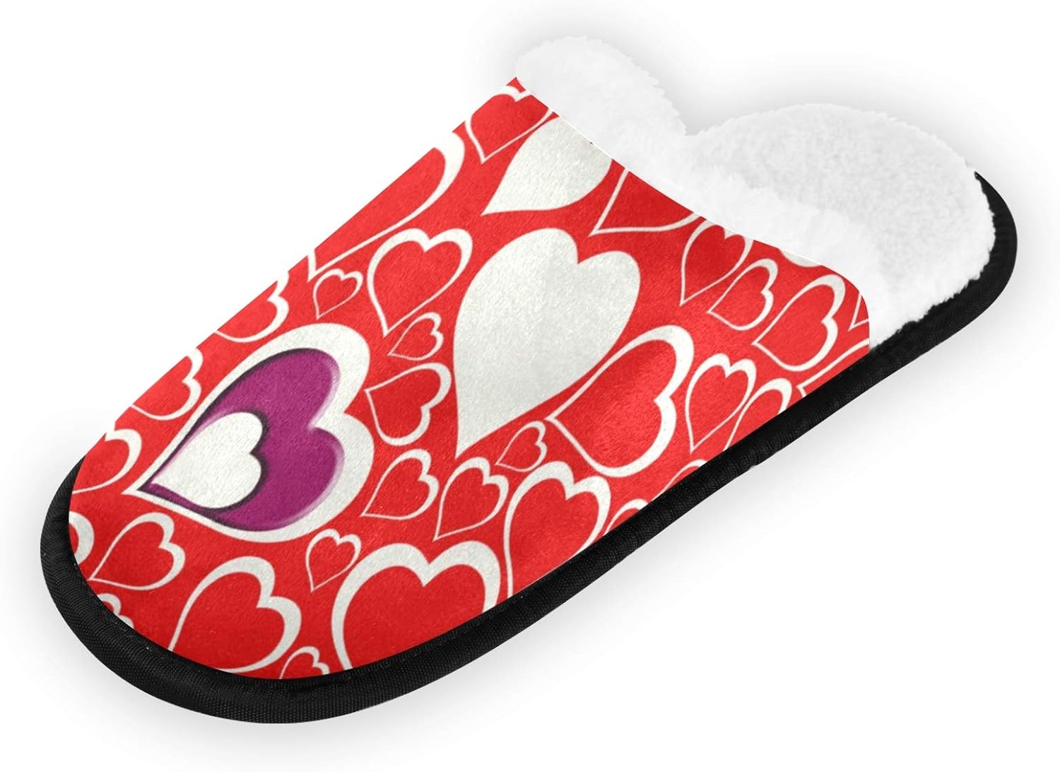 Blueangle Red Love Heart Womens Slipper Memory Foam Fluffy