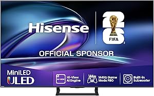 Hisense 55E89Q Fernseher, 55 Zoll (139cm), 4K ULED Mini LED, Smart TV, 144Hz Game Mode PRO, Hi-View AI Engine, AI Smoothmotion, Built-in Subwoofer, Dolby Vision.Atmos, Filmmaker Mode, Hi-Concerto