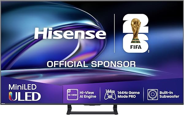Hisense 55E89Q Fernseher, 55 Zoll (139cm), 4K ULED Mini LED, Smart TV, 144Hz Game Mode PRO, Hi-View AI Engine, AI Smoothmotion, Built-in Subwoofer, Dolby Vision.Atmos, Filmmaker Mode, Hi-Concerto