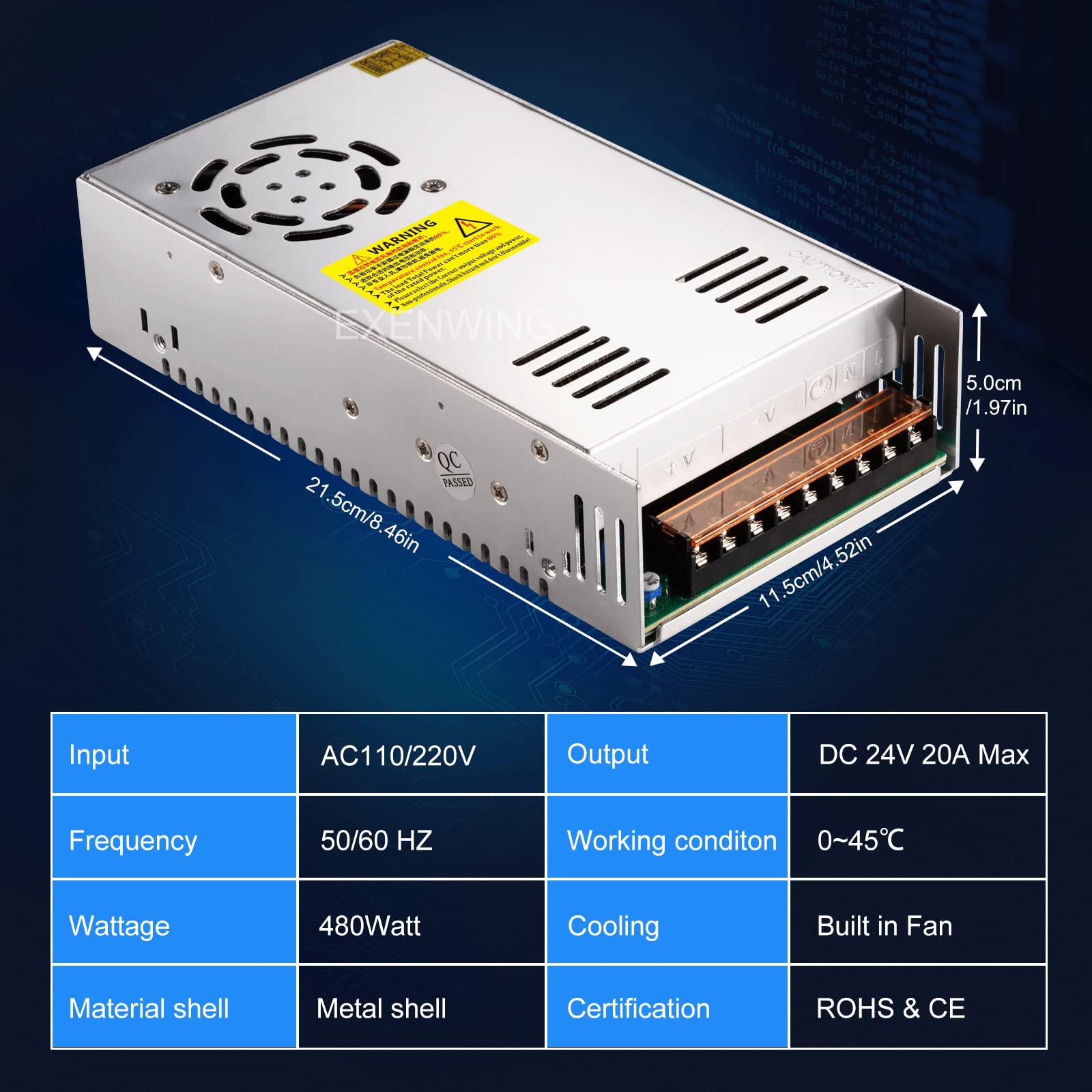 Mua DC 24V Switching Power Supply 480Watt 110V / 220V AC to 24V DC 20A ...