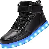BosenHulu Light Up Shoes for Women Men,Unisex LED High Top Halloween Sneakers USB Rechargeable Glowing Luminous Party Dancing Flashing Shoes for Teens