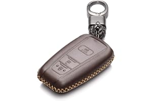 Vitodeco Genuine Leather Smart Key Fob Case Compatible with Toyota Rav4 2021, Camry 2022, Prius 2021, Highlander 2022, CH-R 2021, Avalon 2021, Toyota 86 2020, Mirai 2022 (3 Buttons, Brown)