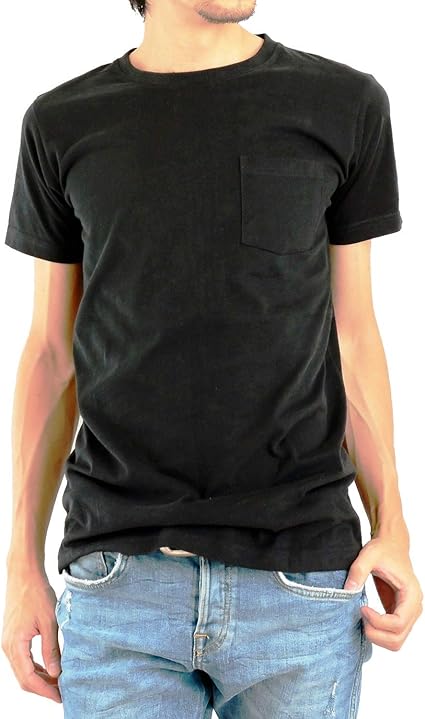 Amazon Aqshop Tシャツ メンズ 無地 厚手 胸ポケット付き 5 3oz コットン 半袖 ラウンドネック Tシャツ カットソー 通販