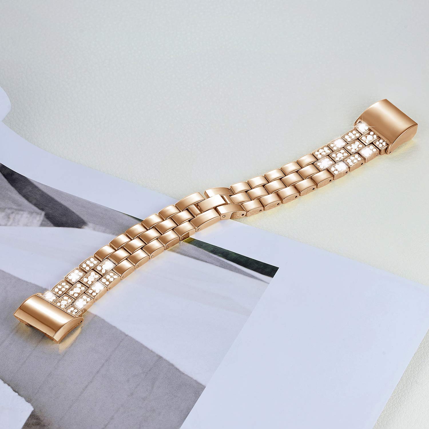 Kaleidoc Bands Compatible Fitbit Charge 2 - Metal Accessories Replacement Bling Wristband with Rhinestone Bracelet Compatible Fitbit Charge 2 Bands Women Men/Large Small/Silver Black