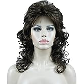 Aimole Women's Natural Long Curly Wig Synthetic Hair Full Wigs(8 Light Chestnut Brown)