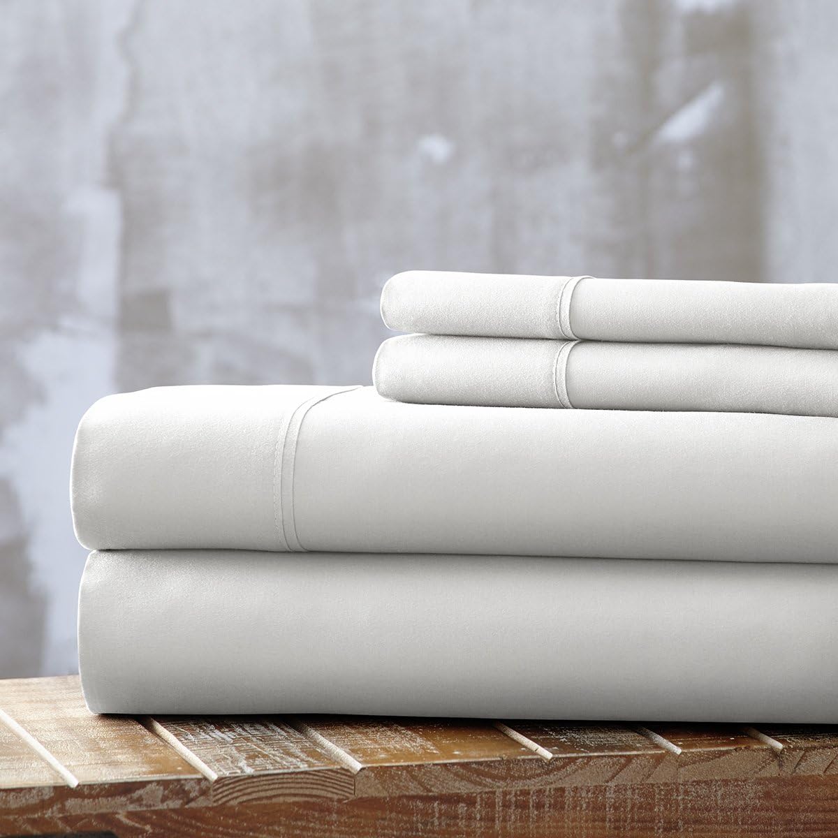 SPIRIT LINEN HOME White Everyday Essentials 1800 Series 4PC Sheet Set, Queen