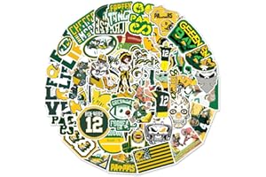 MISPEED 50 PCS Packers Stickers Decals for Green Bay Stickers Vinyl Football Sticker Waterproof for Water Bottle Computer Laptop Luggage Phone Phone Skateboard Bumper 2-3 inches