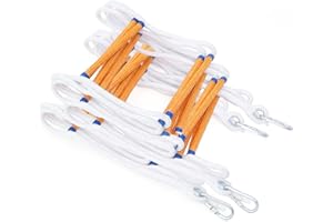 XINSHUNCAN Emergency Fire Escape Ladder 15M Flame Resistant Safety Extension Rope Ladder with 2 Hooks, 3-7 Story Homes Reusable Compact & Portable External Ladder (15M / 49.2FT)