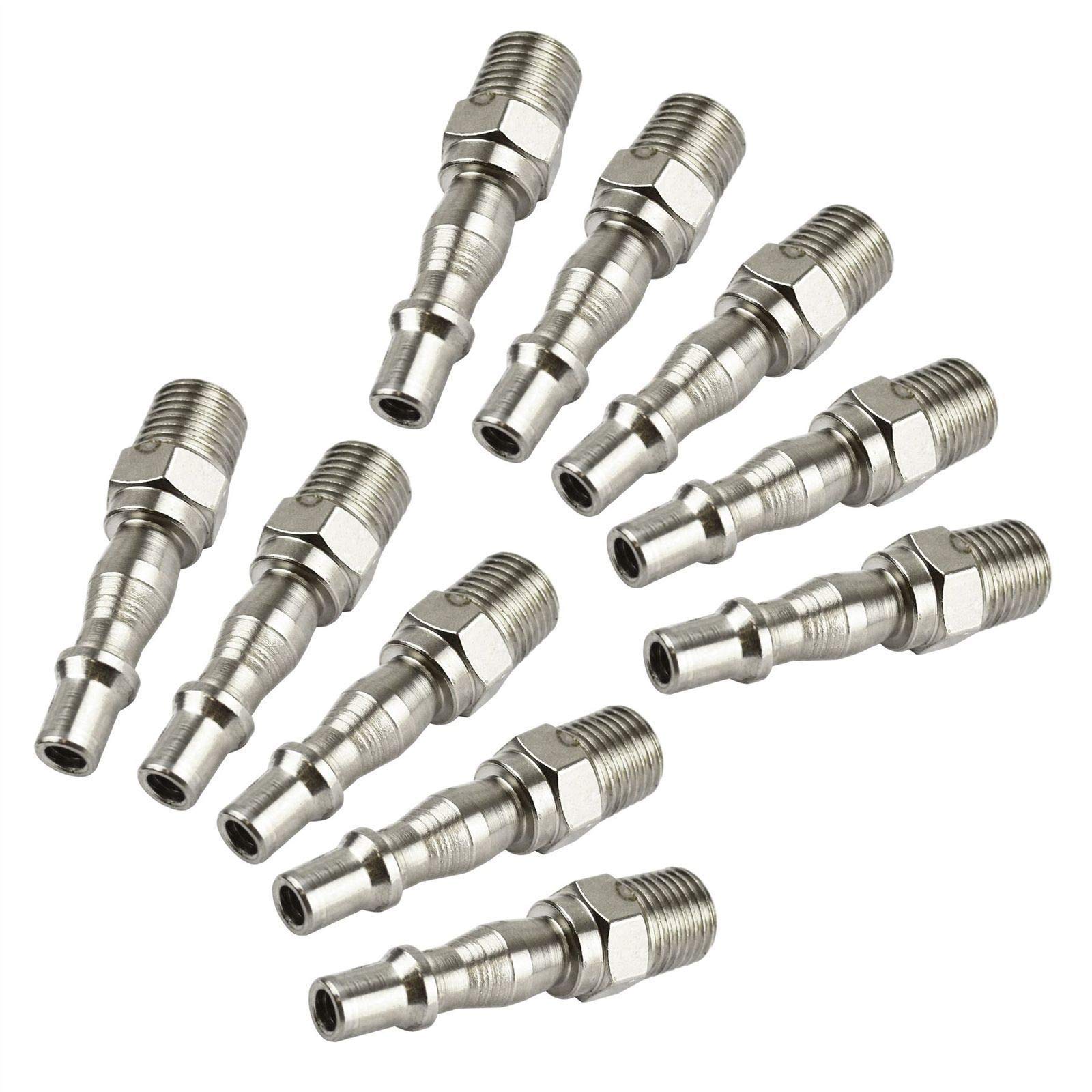 Air Hose Fitting SUPERTOOL 1/4" Airline Connectors BSP Quick Release Male Female Air Coupler Hose Tail for Compressor Tools (Pack of 10)